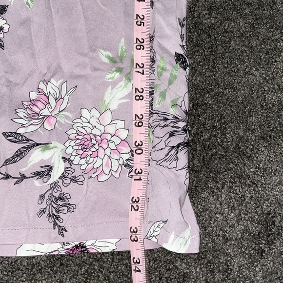 Torrid Floral Challis Self Tie Culotte Jumpsuit Romper Lilac Purple size 00 - Picture 9 of 10